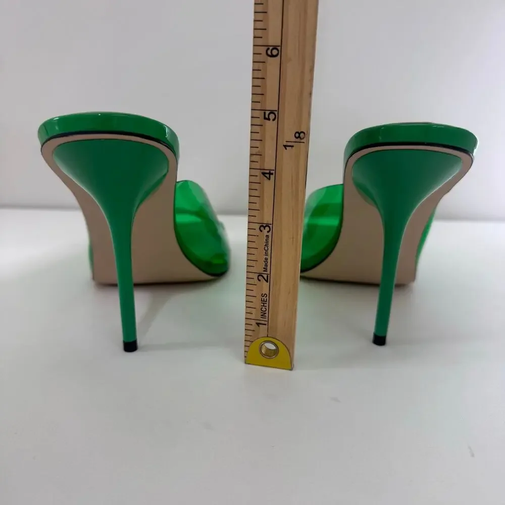 NEW Good American Emerald Green PVC Stiletto Heel sz 11.5 Summer Glams Vacation